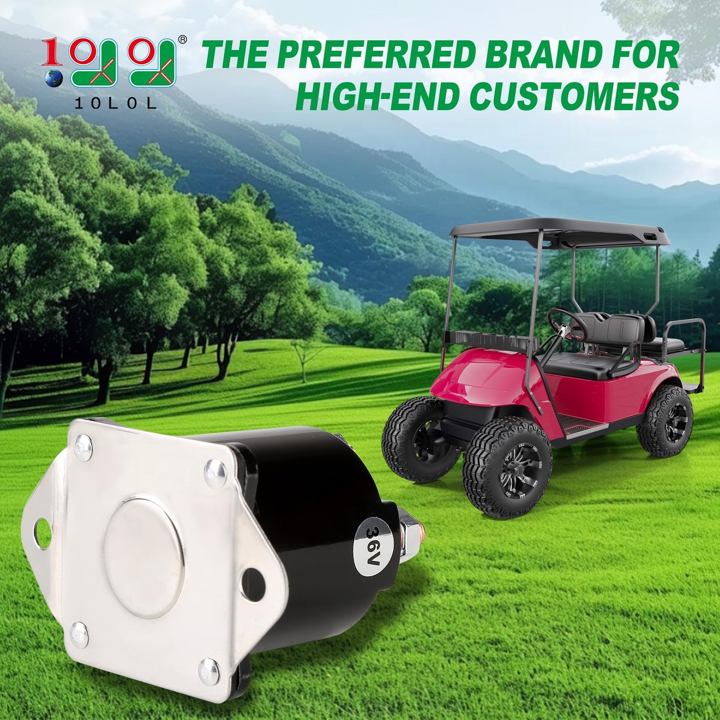 10L0L Golf Cart 36V Solenoid for Club Car DS 1976-1998, 4 Terminal Electric Solenoid Replacement OEM 8016 1113