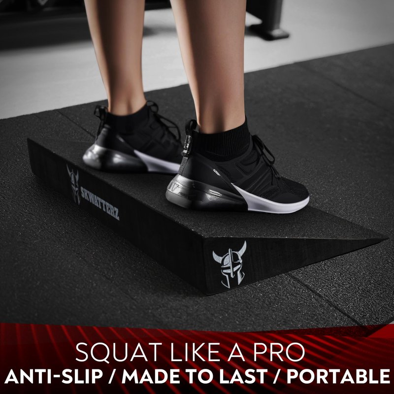 SKWATTERZ Slant Board Squat Wedge Boards For Exercise - ATG Workout Wedge With Anti Slip Sandgrip Layer Already Mounted - Calf Raise Block & Bulgarian Split Stand Squats wedges Incline - Heel Elevated Blocks