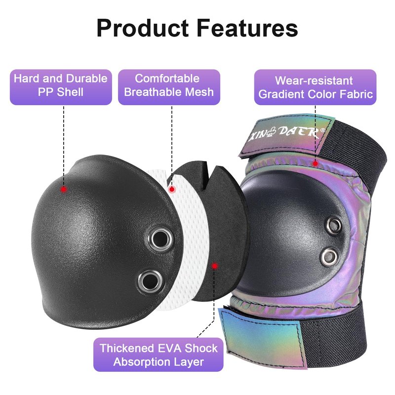 XINDAER Skating Protective Gear Adult, Knee Pads for Women/Men /Youth, Skate Pads Adult Knee and Elbow Pads with Wrist Guards for Roller Skating, Skateboard, Skateboarding and Scooter