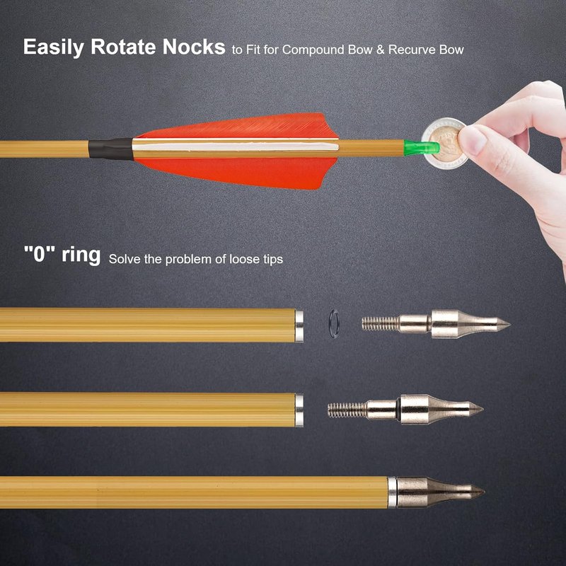 Premium 30" Carbon Hunting Arrows - 4" Turkey Feathers Fletching | 12-Pack 500 Spine Target Arrows for Recurve & Long Bow