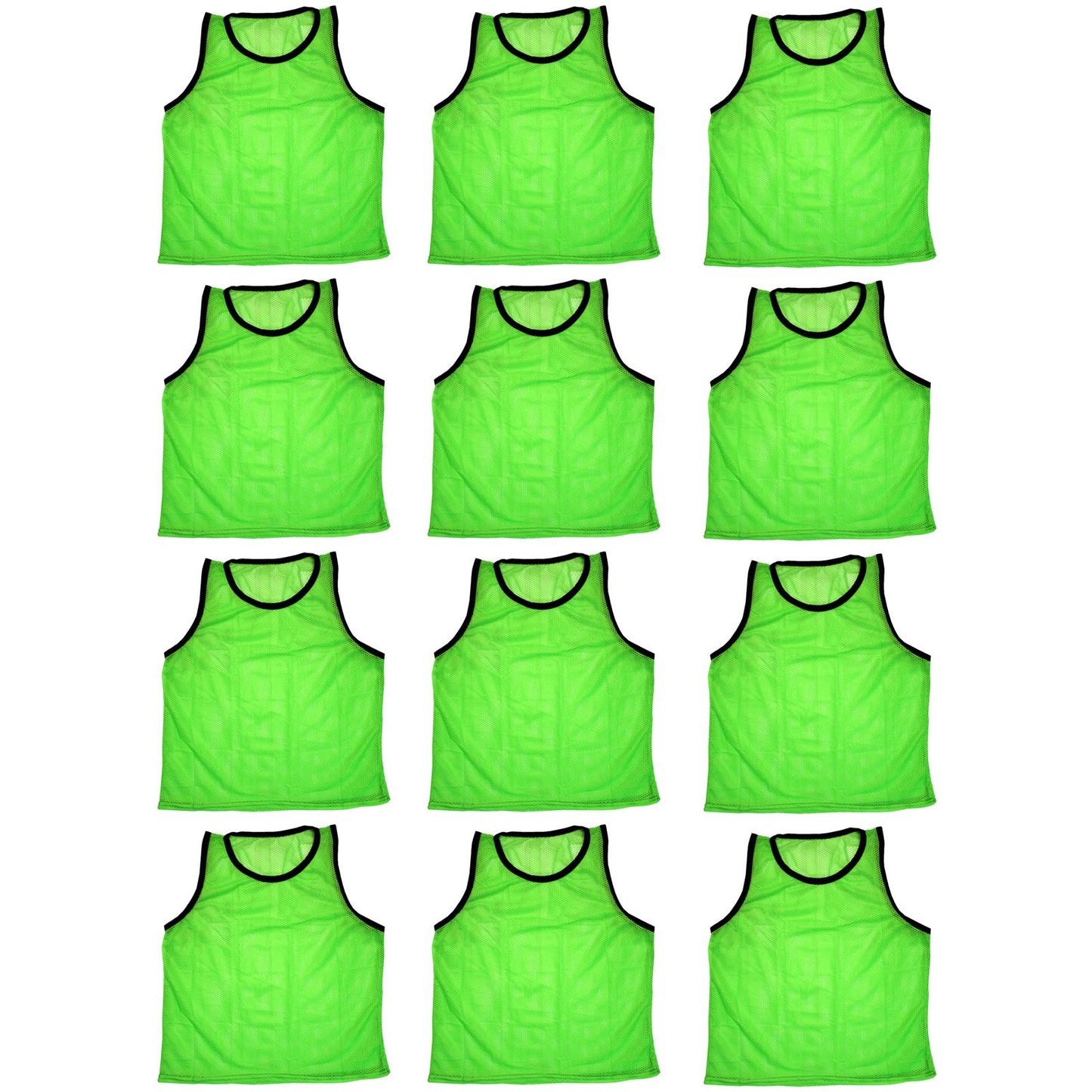 BlueDot Trading Boys 12 Pack Nylon Mesh Scrimmage Vests for Soccer, Football, Basketball, Lacrosse Team Practice Sports Training aids, Green, One Size US