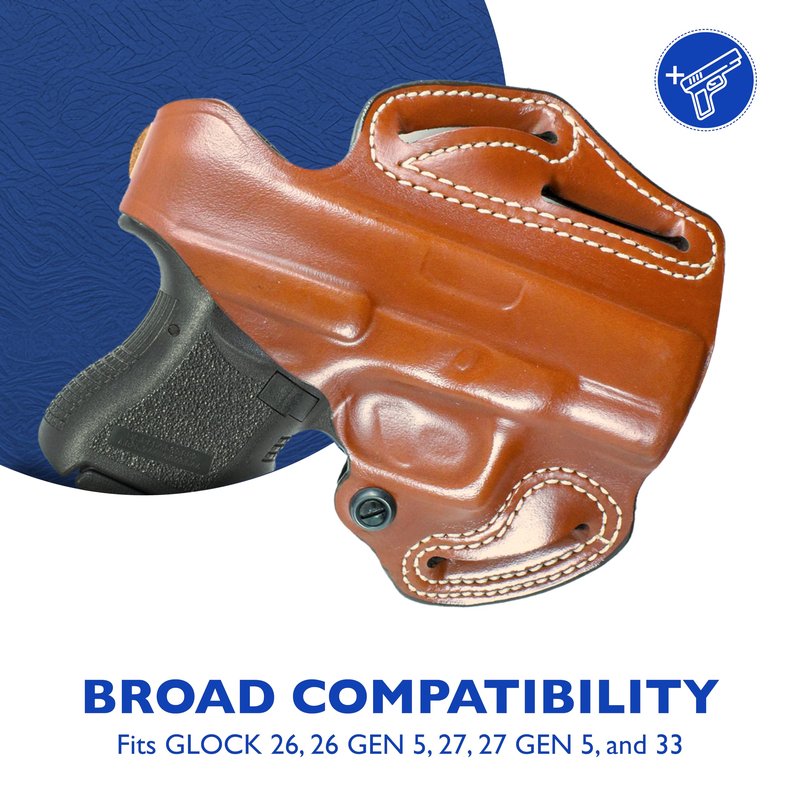 DeSantis Thumb Break Scabbard - OWB Leather Gun Holster for Men and Women, Outside the Waistband, Compatible with Glock 26, 27, 33 - Right Hand Draw, Tan