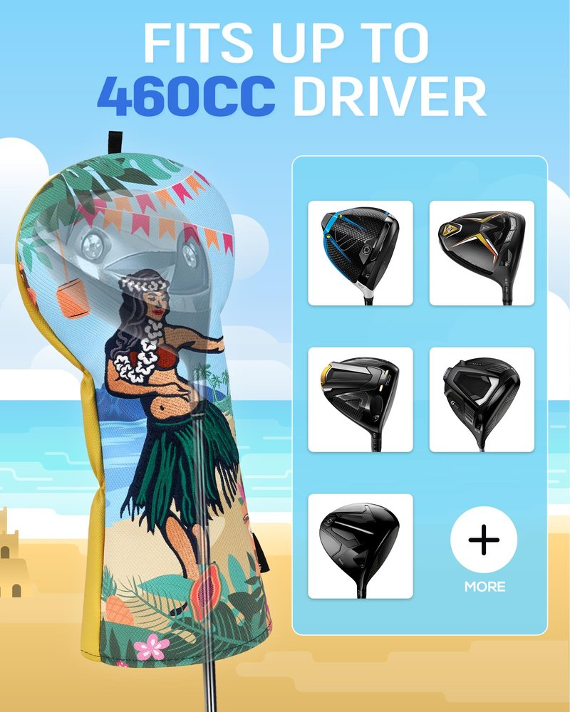 Big Teeth Golf Driver Headcover, Hawaiian Spirit Golf Driver Head Covers, Tropical Golf Club Driver Covers Aloha Design, Vibrant Driver Head Cover