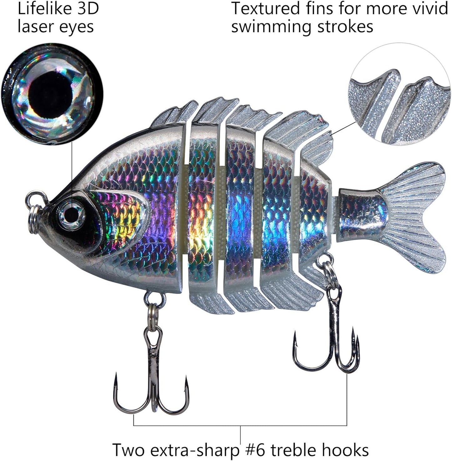 BASSDASH Multi-Jointed Bluegill Swimbaits - Hard Topwater Bass Fishing Lures | 3.5in/0.85oz