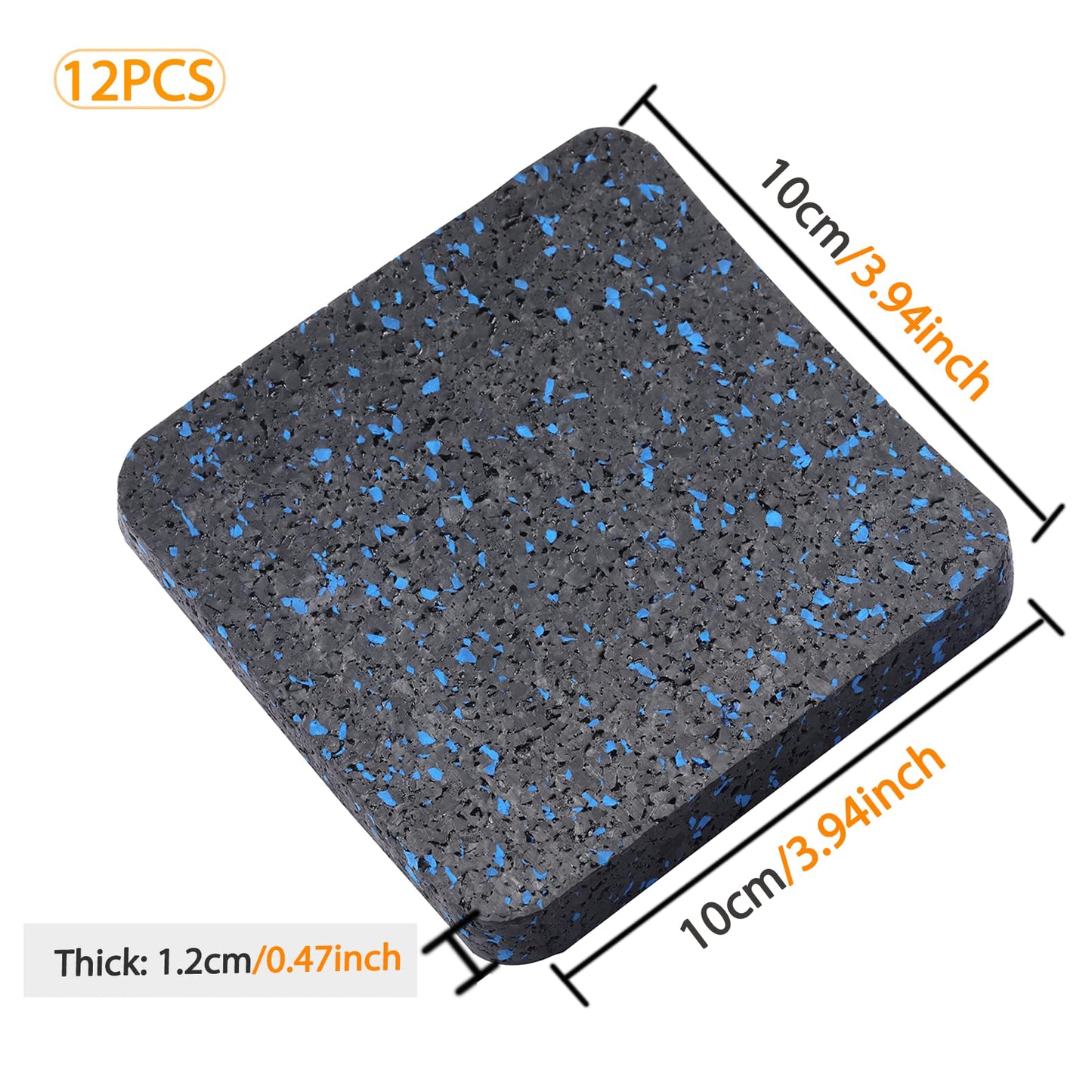BESTXD Rubber Treadmill Mat Pads, 12-Pack, 3.94 x 3.94 x 0.5 in