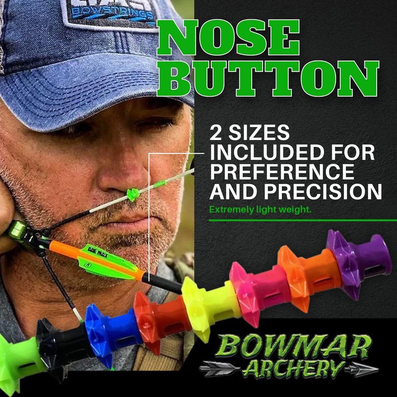 Bowmar Archery Nose Button - Lightweight Design for Consistent Anchor Point | Two Sizes Available