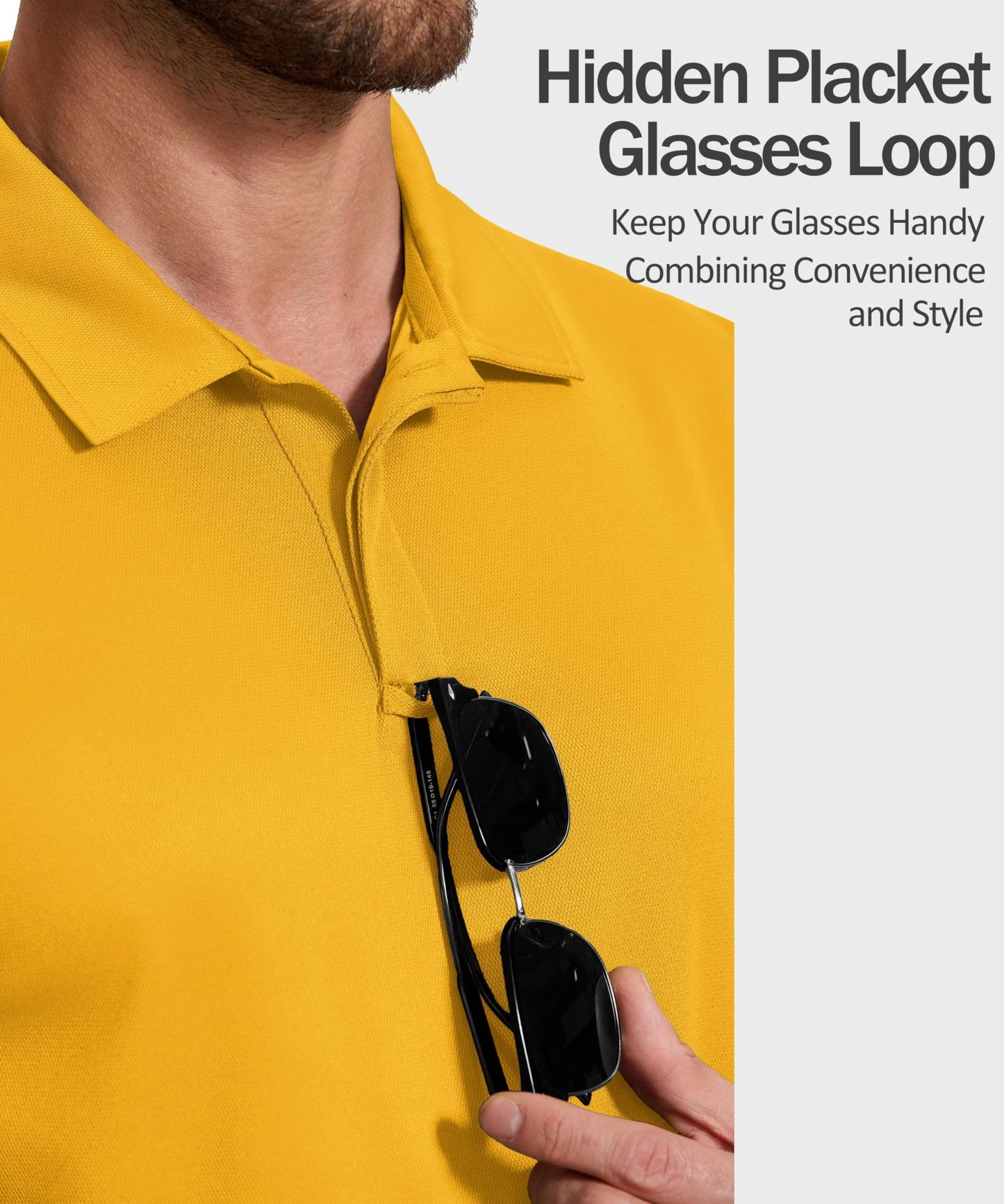 COOFANDY Mens Polo Shirts Short Sleeve Athletic Golf Polos Moisture Wicking Collared Shirts for Men with Pocket Yellow