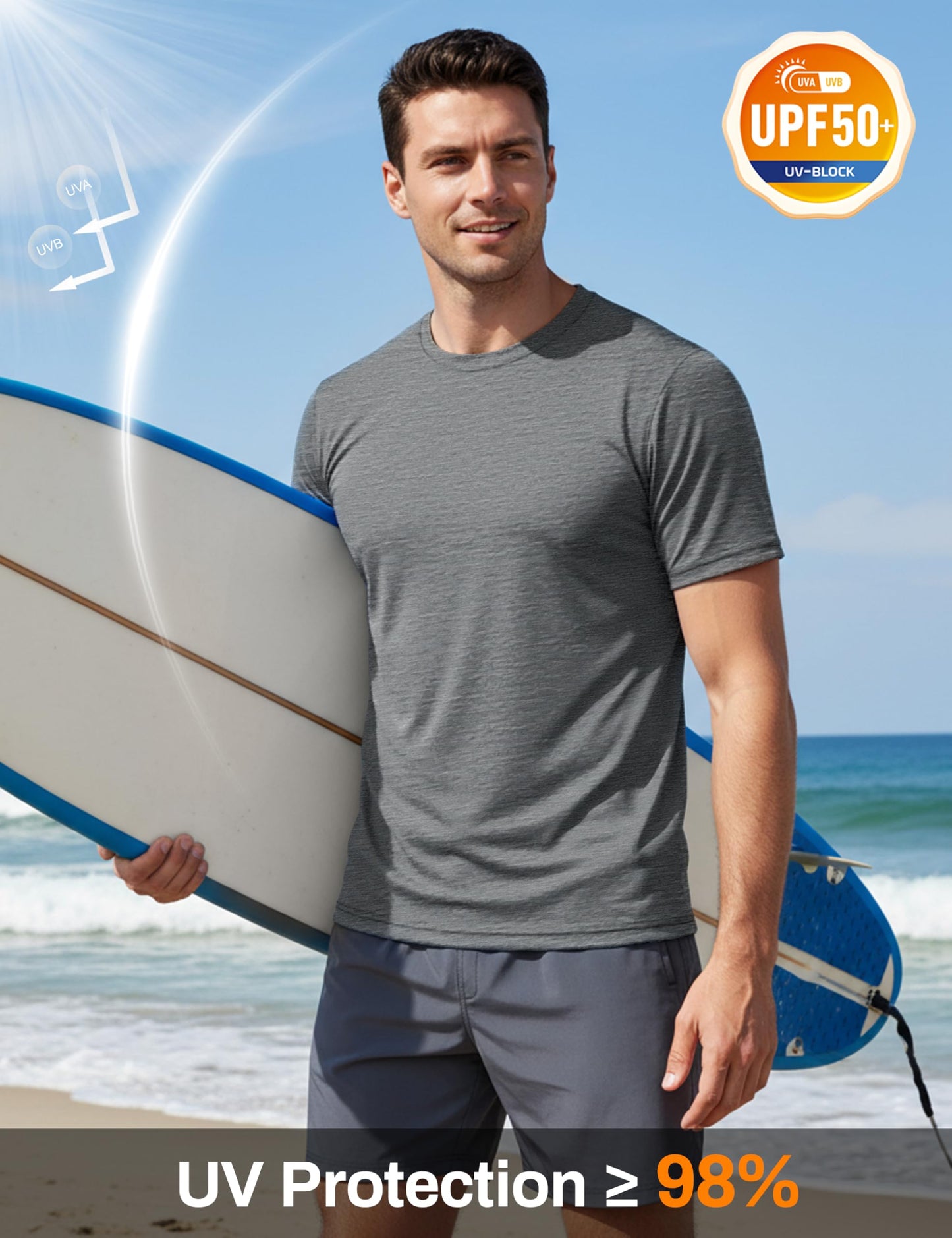 MAGCOMSEN Men's Short Sleeve Dry Fit Tshirts Moisture Wicking Athletic Shirts Sun Protection Workout Shirts Hiking Dark Grey 2XL