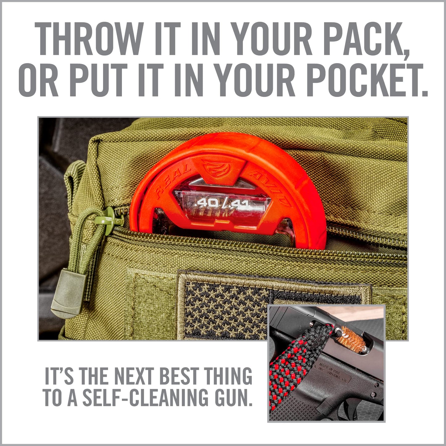 Real Avid Bore Boss Gun Cleaning System | Rapid Pull Through Barrel & Bore Cleaning Cable with Integrated Brush & Mop for Quick & Mess Free Gun Cleaning
