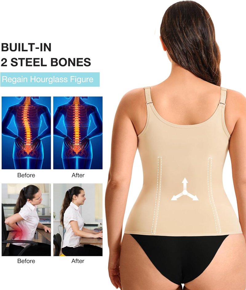 Underbust Corset Waist Trainer - Steel Boned Body Shaper Vest with Adjustable Straps | Women's Cincher