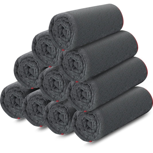 Oudain 10 Pack Hot Yoga Towel Bulk Non Slip Yoga Mat Towel Non Slip Sweat Absorbent Microfiber Towel for Hot Yoga, Pilates and Workout 72" x 26", Gray