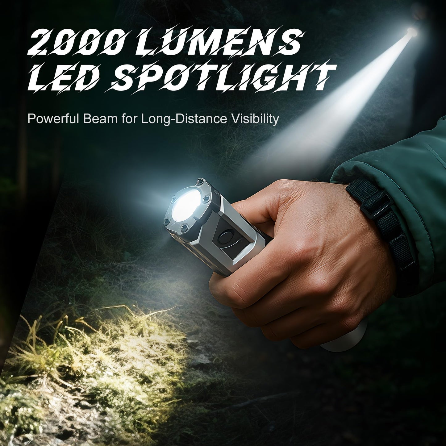 Anhay 2000LM Rechargeable EDC Flashlight, Magnetic Pocket Flashlight with Red Green Light, 5 Modes LED & COB Floodlight, Mini Flashlight for Camping, Hiking, Emergency, Home Use