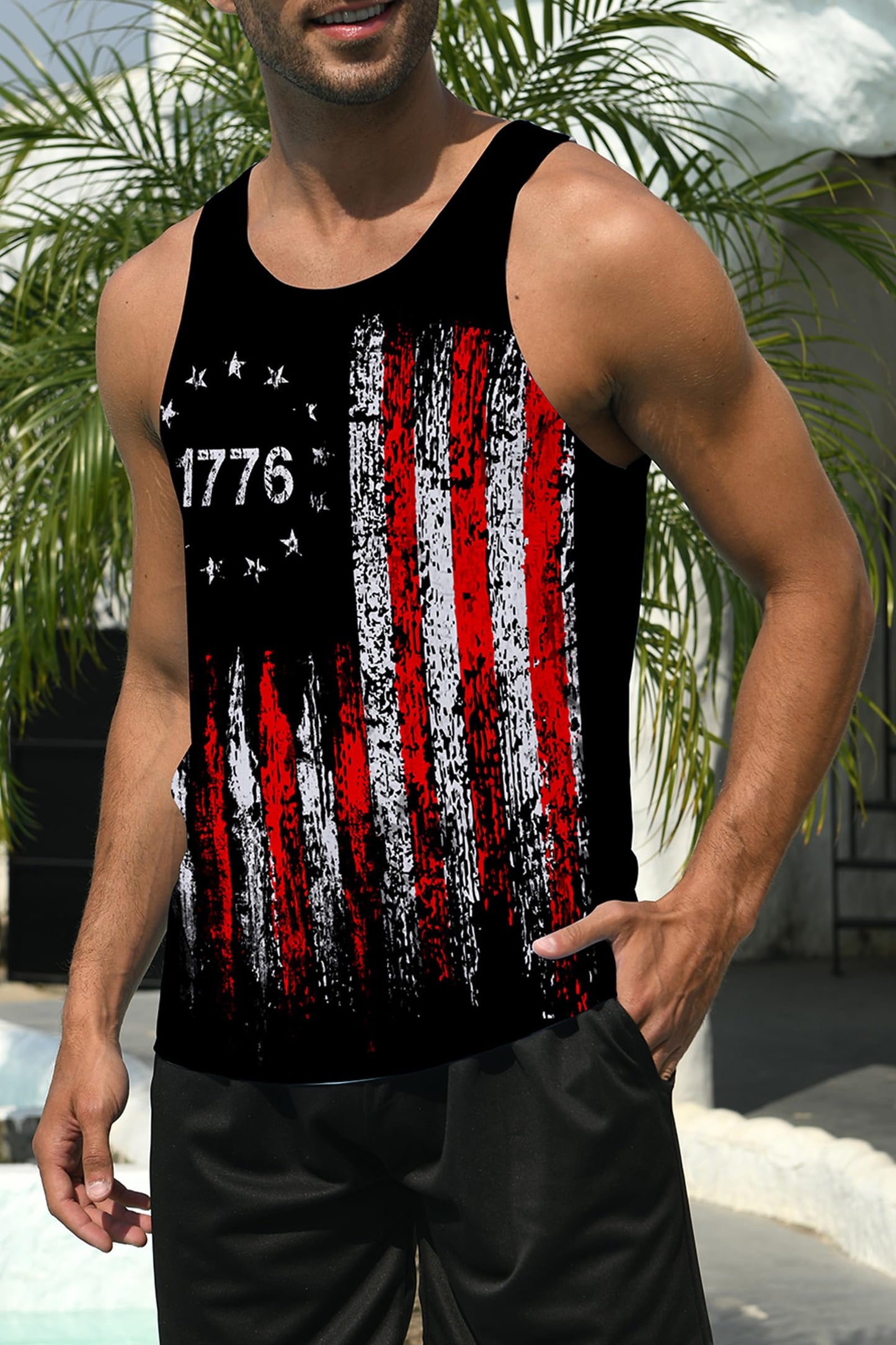 RAISEVERN Mens American Flag Tank Tops 4th of July Sleeveless Shirt 1776 Summer Beach Quick Dry Top Shirts Cool Breathable Patriotic USA Graphic Workout Muscle Tee for Guys Medium