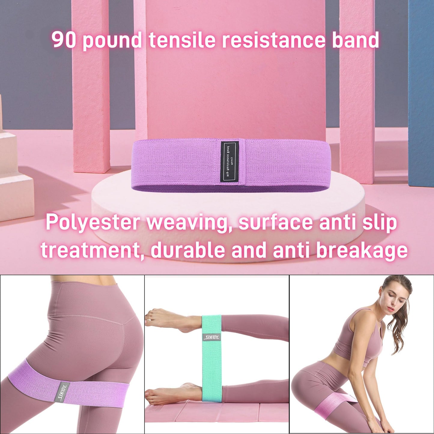 Multifunctional Tension Rope Set – Sit-Up Assistance, Knitted Fitness Equipment for Abdominal/Waist/Arm/Leg Stretching & Weight Loss Training (Baby Pink)