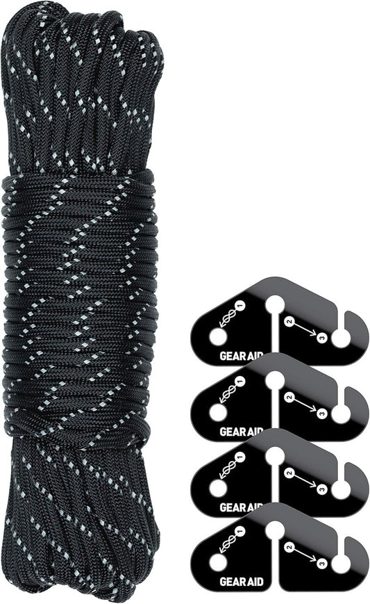 Taut Line Kit with 550 Paracord - Perfect for Hanging Gear | Black Travel Clothesline