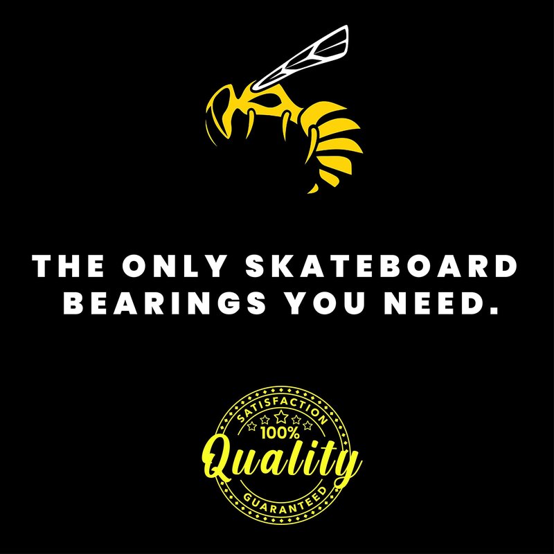 Yellow Jacket Premium Skateboard Bearings – Titanium Coated, Ceramic Balls – Pro Longboard – High Speed, Precision for Skateboards, Longboards, in-line Skates, (Gold Venom - Washers and Spacers)