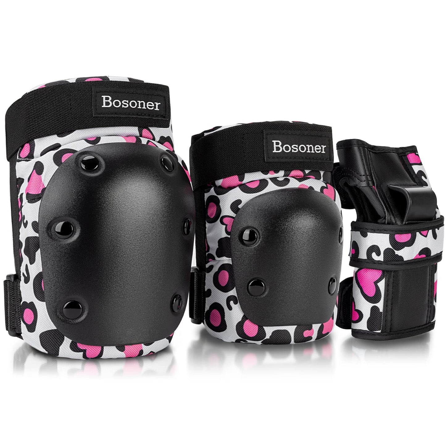 BOSONER Adult/Women/Kid Knee Pads Elbow Pads Wrist Guard 6 in 1 Protective Gear Set for Skating Skate Skateboarding BMX Bicycle Inline Roller for Men Women Child Kids