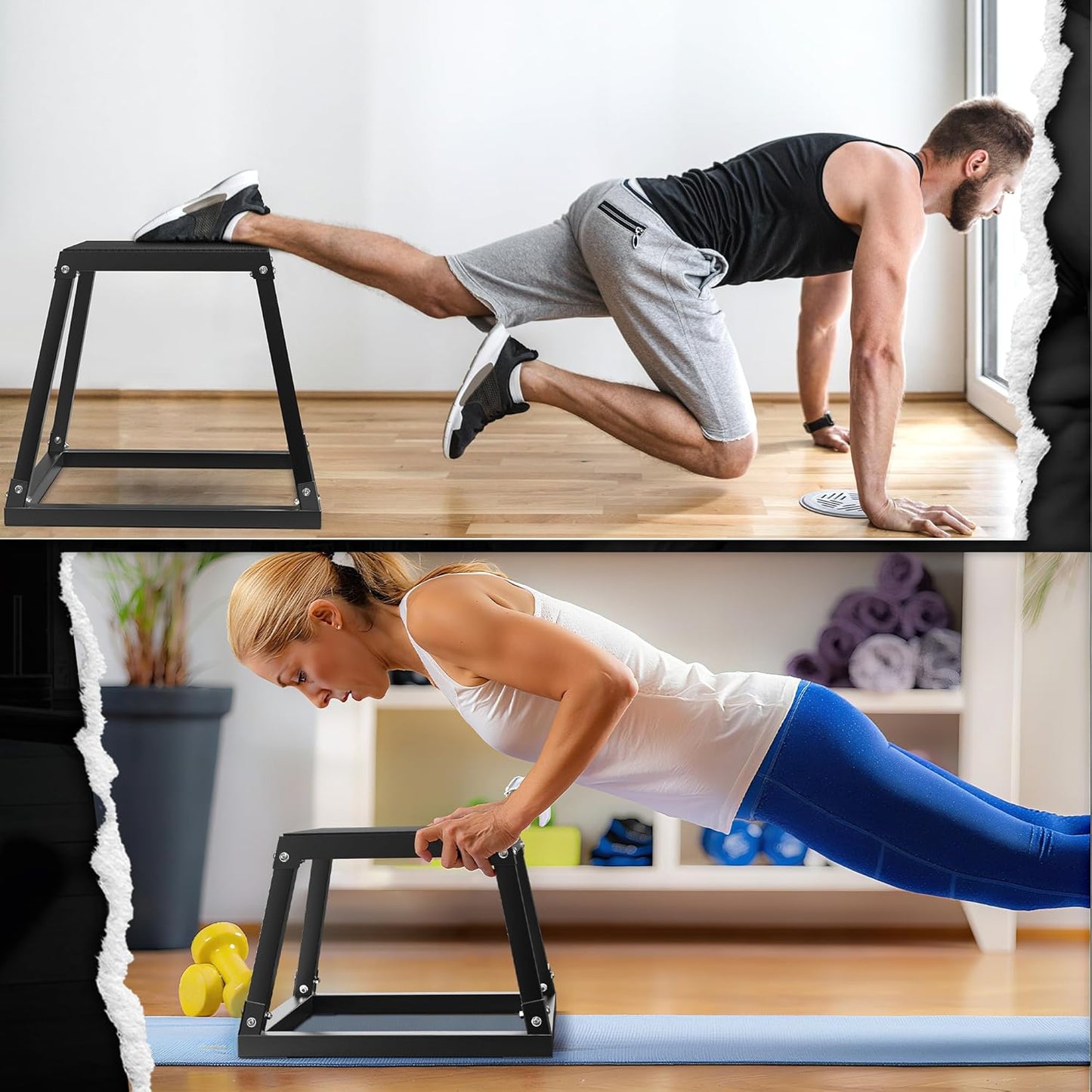 Plyometric Jump Box Set - Heavy Duty Steel Plyo Box for Home Gym | 12/18/24 Inch Anti-Slip Platform