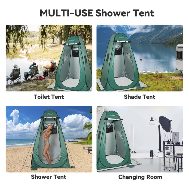 FIRINER Pop Up Camping Shower Tent, Portable Dressing Changing Tent Outdoor with Carry Bag for Beach & Hiking, 75” x 48”x 48”