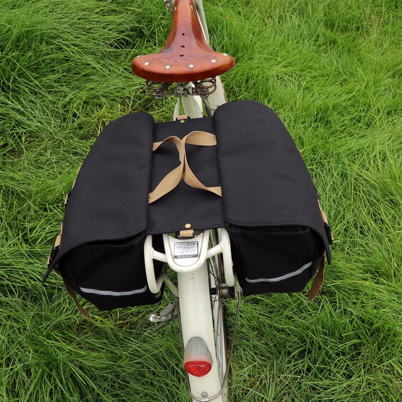 TOURBON Black Bike Bag Panniers 24L Bicycle Rear Rack Saddlebag With Reflective Stripe