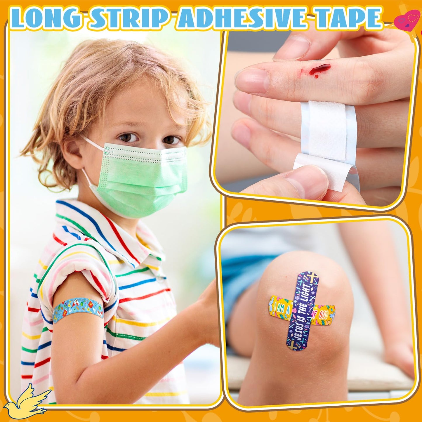 Geiserailie 200 Jesus Bandages Kids Bulk Christian Bible Verse Scripture Fun Bandages Christmas Gifts Cute Christian Religious Church Party Favors Sunday School Supplies, 20 Style