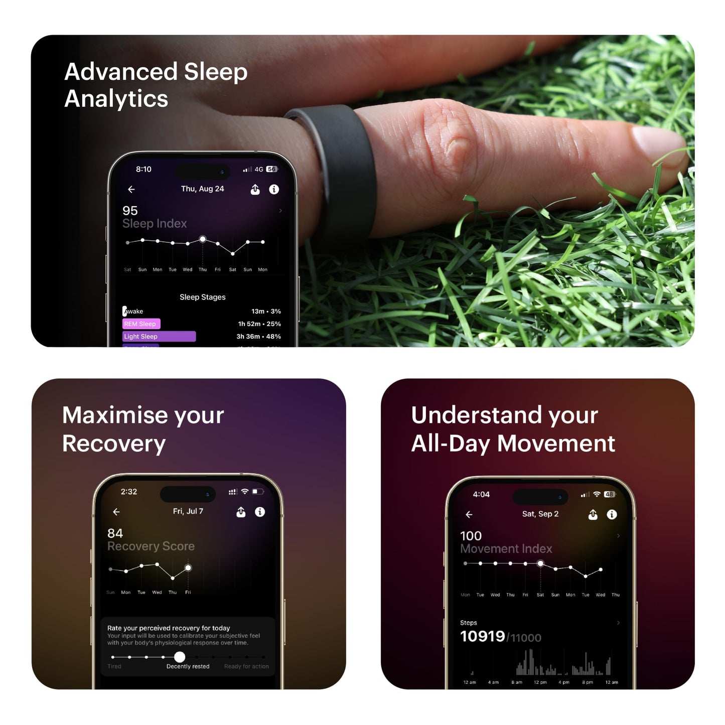 Ultrahuman Ring AIR- Sleep-Tracking, Movement & Recovery,HRV, 6 Days Battery Life with Lifetime Free Subscription (Matte Grey, 7)