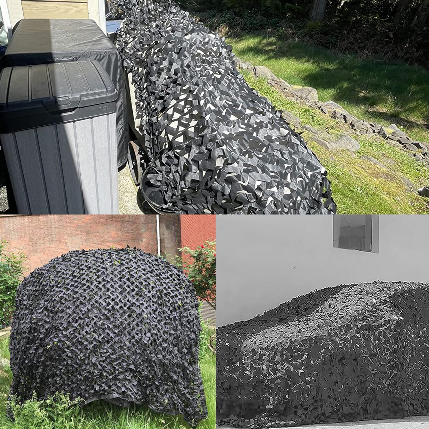 Yeacool Camouflage Netting Camo Netting Camo Tarp for Party Decor Birthday Cover Outdoor Hunting Camping Cover Netting (Black, 6.5ftx4.9ft, 2m*1.5m)