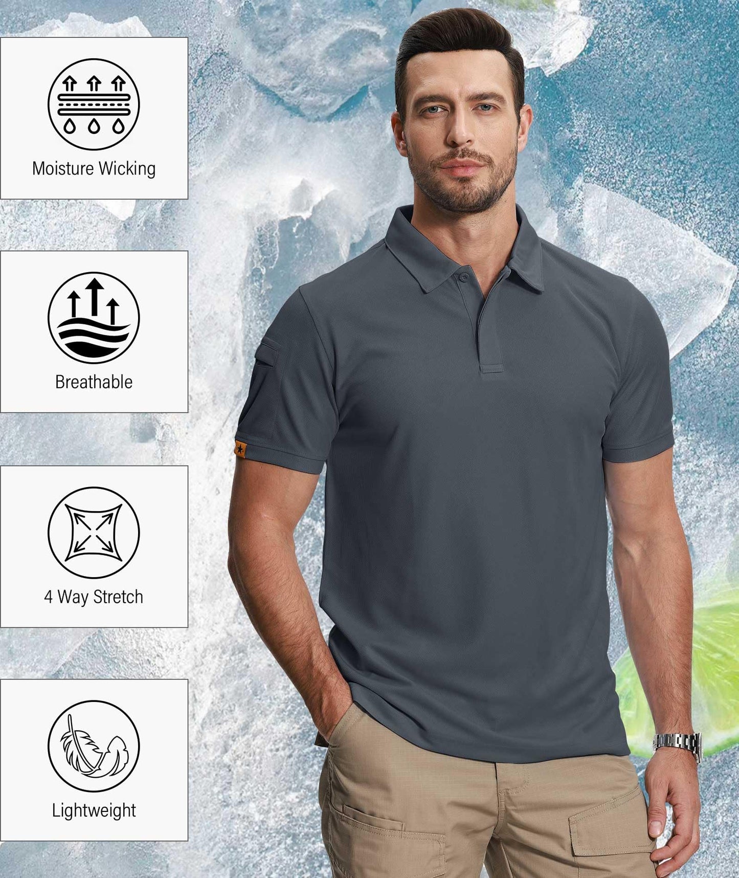 ZITY 5 Pack Mens Polo Shirt Short Sleeve Sports Golf Tennis T-Shirt Moisture-Wicking Summer Shirts