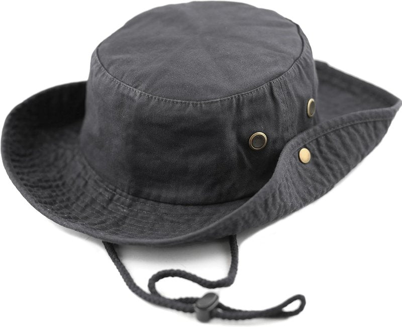 Cotton Stone-Washed Safari Bucket Hat - Wide Brim, Foldable & Double-Sided | Sun Protection