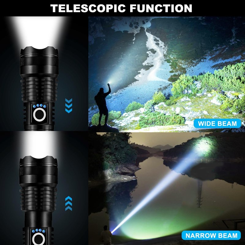 Lylting 4 Pack Rechargeable LED Flashlights High Lumens, 99,000LM Super Bright Flashlight, Adjustable Powerful Flash Light with USB Cable & 5 Modes, Waterproof Handheld Flashlight for Home Camping