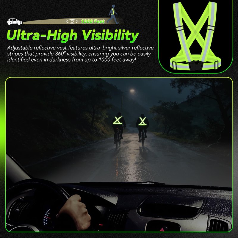 UMIKOOL DIRECT 10PCS Reflective Vest Running Gear, High Visibility Adjustable Safety Vest for Outdoor Motorcycle, Dog Walking