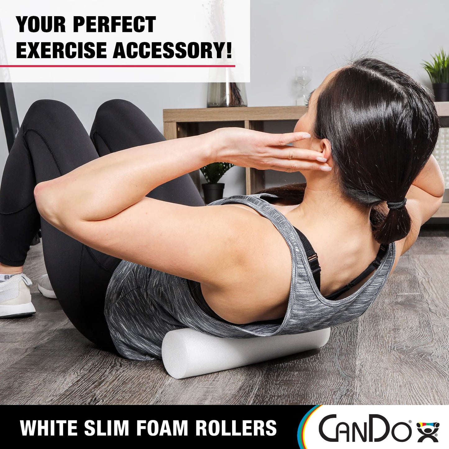 CanDo Slim White PE Foam Rollers for Exercise, Fitness, Muscle Restoration, Massage Therapy, Sport Recovery and Physical Therapy for Home, Clinics, Professional Therapy 3" x 36" Round