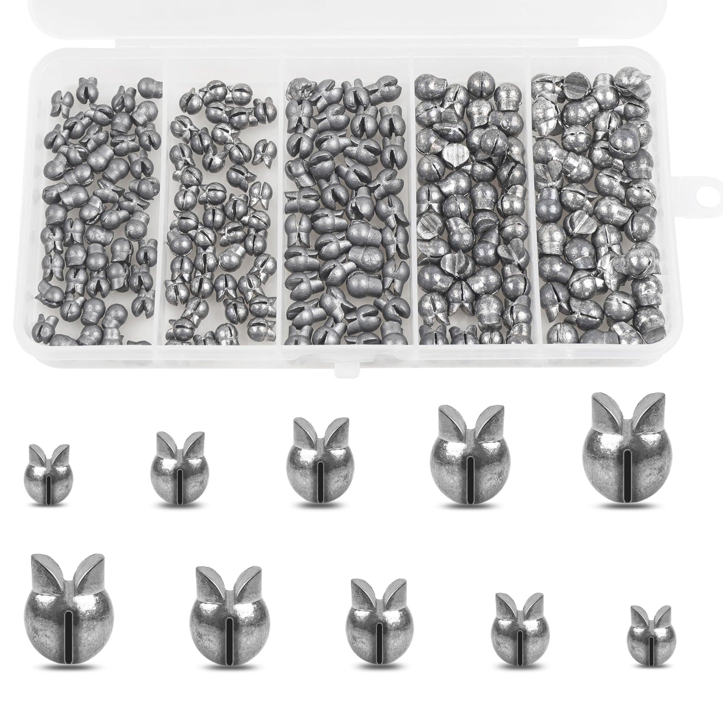 Split Shot Fishing Weights Kit, 180/210pcs Removable Round Fishing Weights Sinkers Clip On Shot Weights Fly Fishing Line Sinkers Fishing Sinkers for Freshwater Saltwater