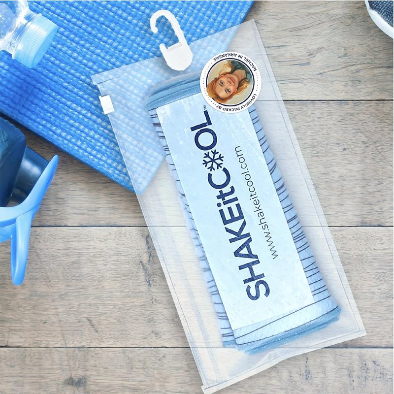 Cooling Towel - Original SHAKEitCOOL | Soft, Lightweight, Sun Protection - Ideal for Biking, Running, Yoga - Blue Wave