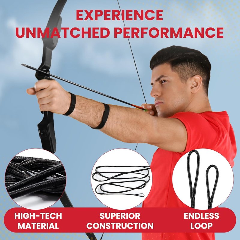 Recurve Bow String - Durable Dacron Replacement for Archery | AMO 48in to 66in, 12-16 Strands