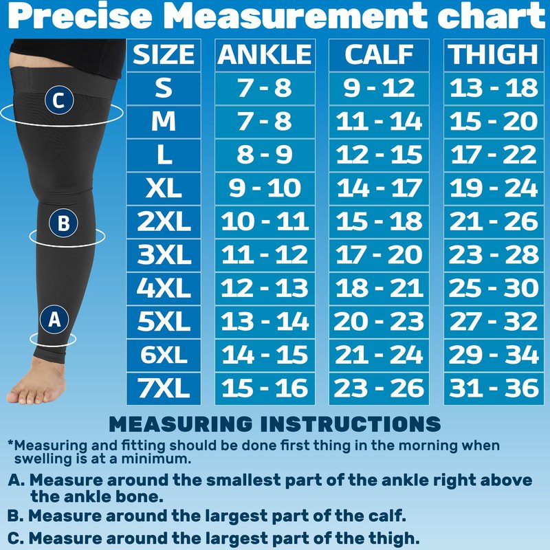 ABSOLUTE SUPPORT 6XL Plus Size Compression Footless Stockings 20-30mmHg - Extra Large Unisex Opaque Compression Support Sleeve for Pregnancy, Diabetic, Sclerotherapy, Arthritis - Black, 6X-Large