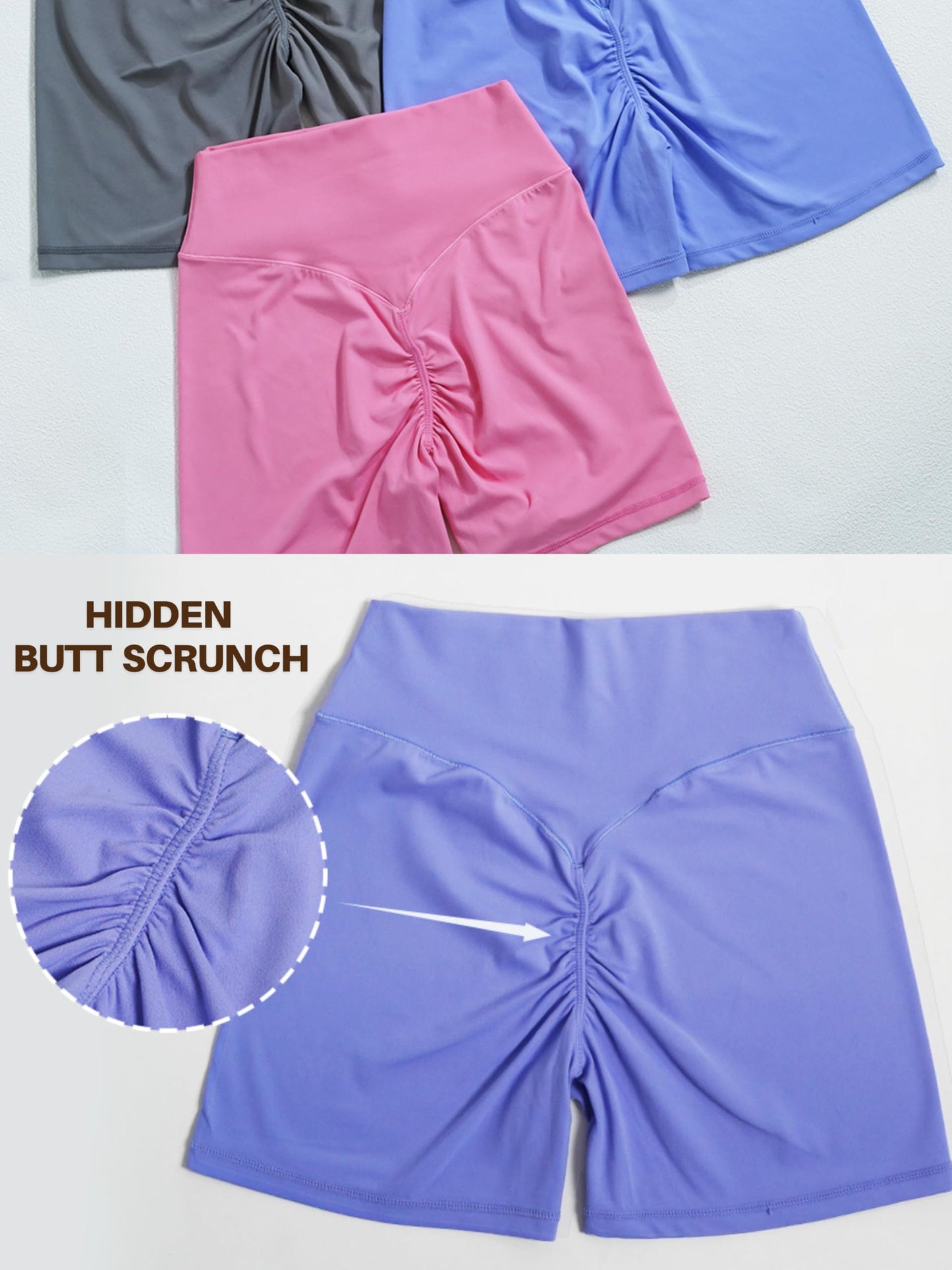 Sunzel Women's Invisible Butt Scrunch Shorts, High Waisted Biker Shorts, Gym Workout Yoga Running Shorts with Tummy Control 4" Inseam Black Medium
