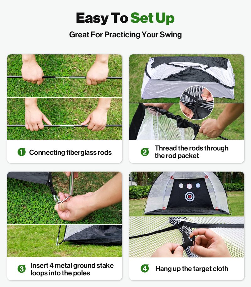 Golf Net: 10 x 7ft Golf Hitting Practice Nets for Backyard Driving, Indoor & Outdoor Chipping Swing Training Net with Mat, Targets & Balls, Ideal for Men Dad Husband Boys Golfers
