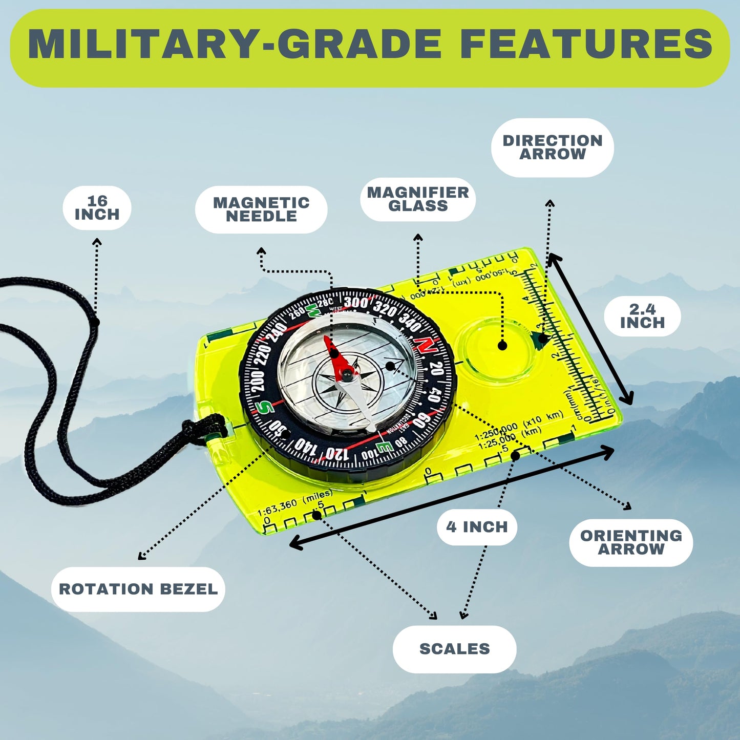 Pack of 2 Orienteering Compass Hiking-Compasses boy Scout Kids- Magnetic Gear Set Navigation map- Brujulas orientacion-Backpacking Camping Hunting Survival. (2 Compasses)