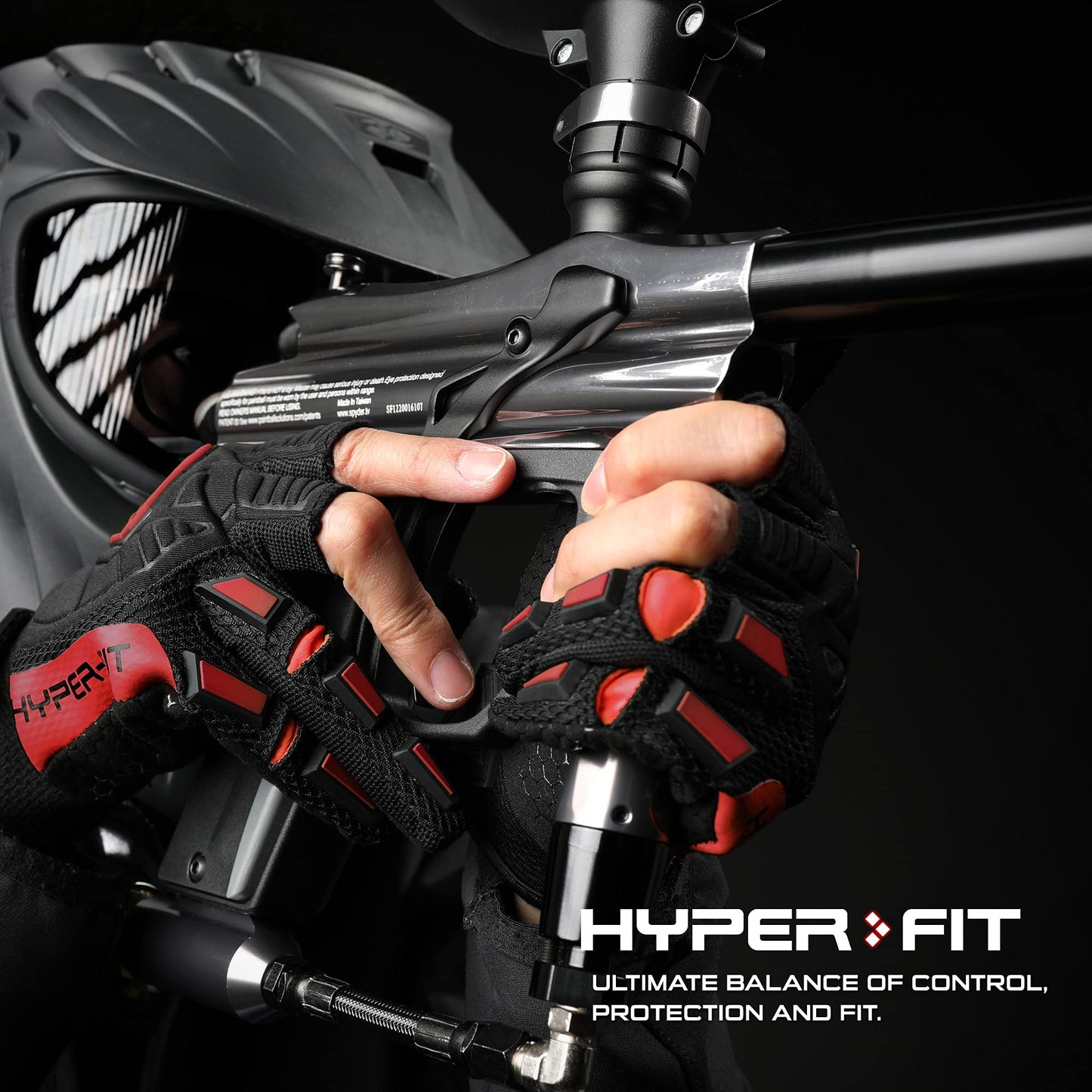 Glove Station Hyper-Fit Tactical Paintball Gloves - 2 Fingerless Design Paintball & Airsoft Gear for Men with Outstanding Grip for Combat, Hunting, Shooting and Airsoft - Red, Small Size