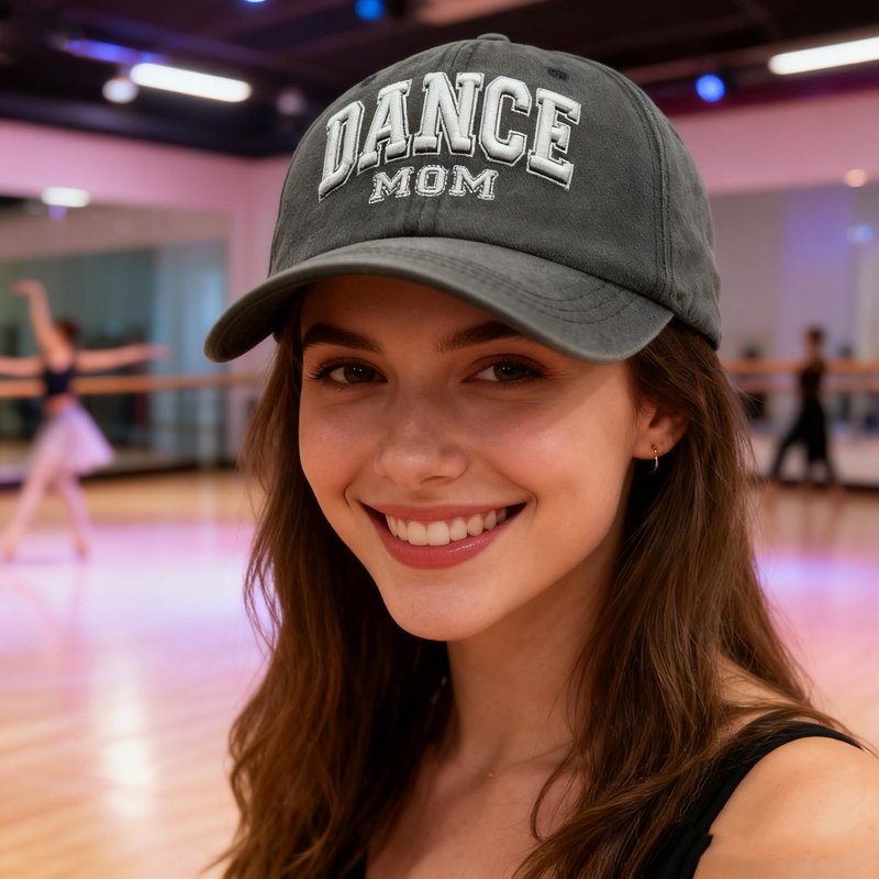 Jumsky Dance Mom Gift - Dance Mama Baseball Caps Embroidered Adjustable Washed Dad Hat Black