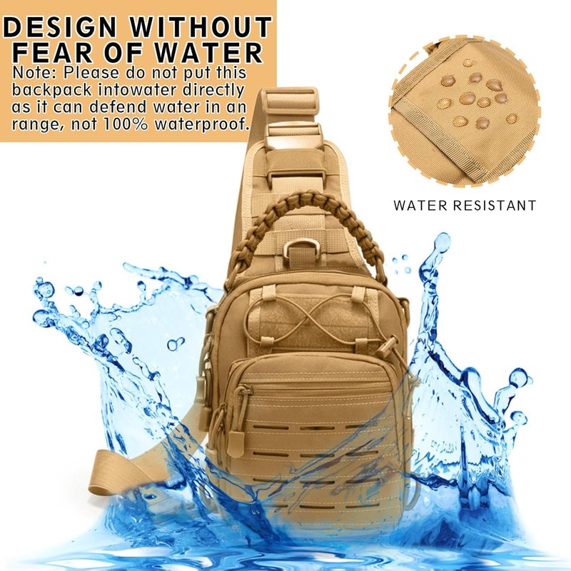 Tactical Sling Backpack - Military Rover Crossbody Bag for Travel & Outdoor | Khaki Color