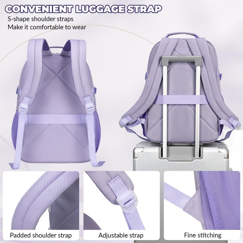 Lanola Basic Multi-Pocket Multipurpose Casual Backpack Water Resistant Bag for Business Travel Hiking Daypack - Dark Blue