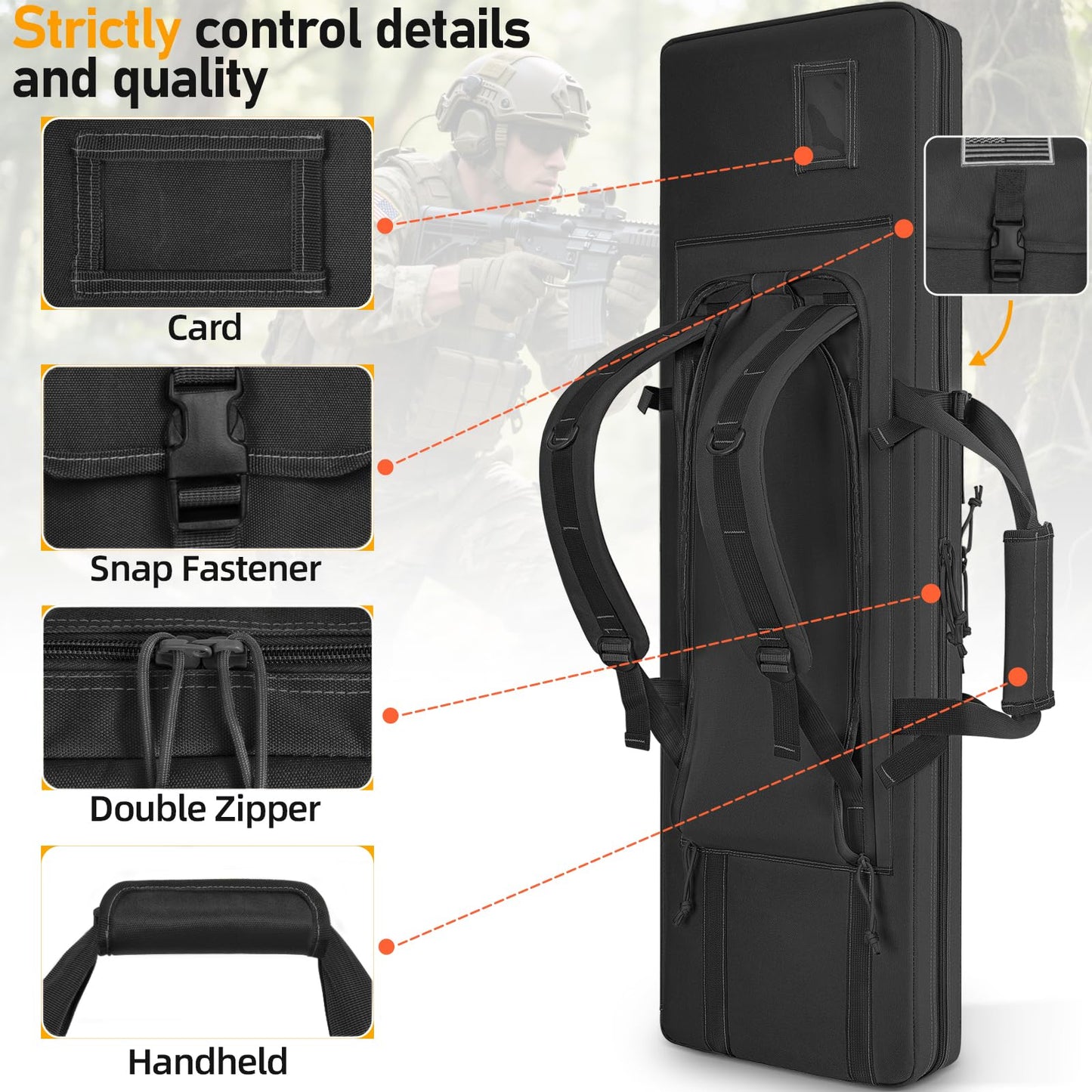 TORIBIO Double Rifle Case Gun Bag 30/34/36/42/46/48/51/55"-46" x 12" Black