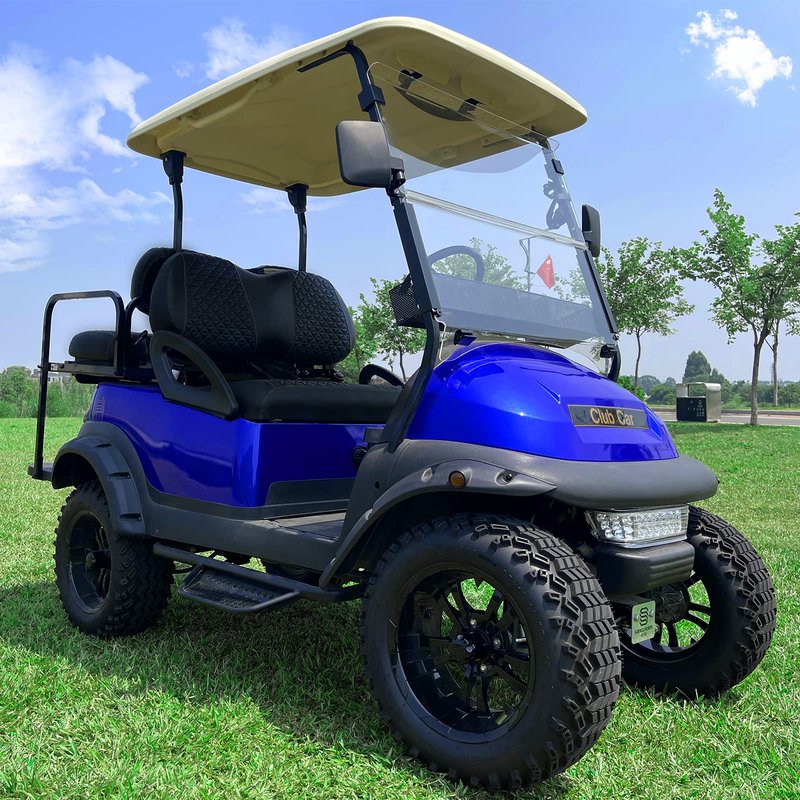 XUANYUDG0769 Golf Cart Front Seat Covers for Club Car Precedent Onward Tempo OEM Ordinary Seat Cushion, Vinyl Leather Made Adjustable Straps and Retractable Buckle/No Stapler Required - Black