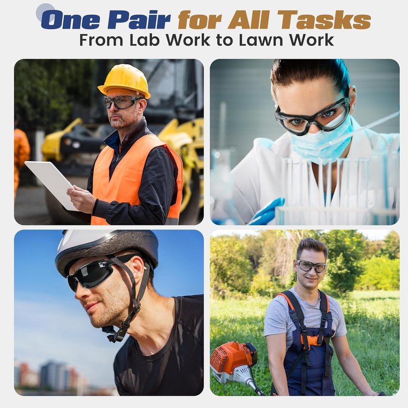 Flaya Adjustable Safety Glasses - Foam Lined, ANSI Z87.1 Anti-Fog Goggles for Men & Women | UV400 Protection
