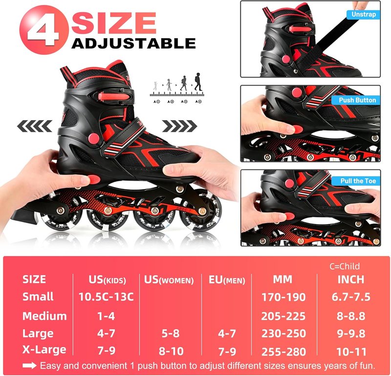 Torinx Inline Skates for Kids | Adjustable Light-Up Roller Skates for Ages 5-12 - Perfect for Beginners
