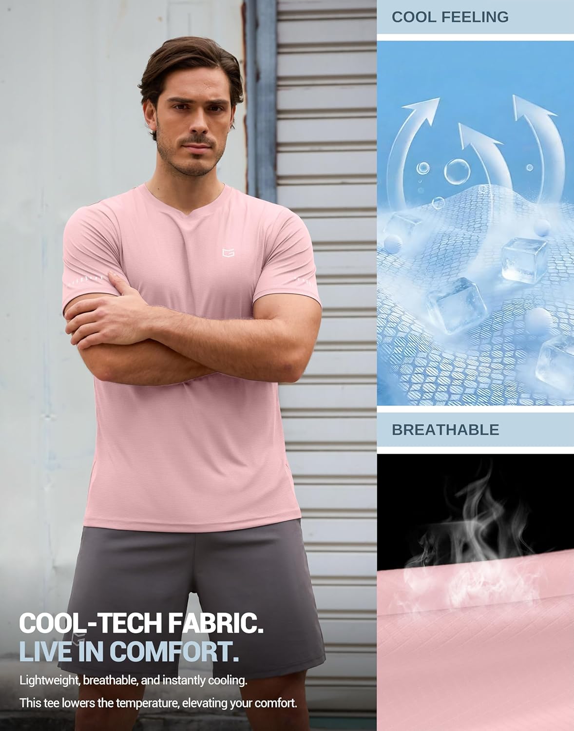 Men's Breathable Workout T-Shirts | Lightweight Dry Fit UPF 50+ Sun Protection for Running & Hiking