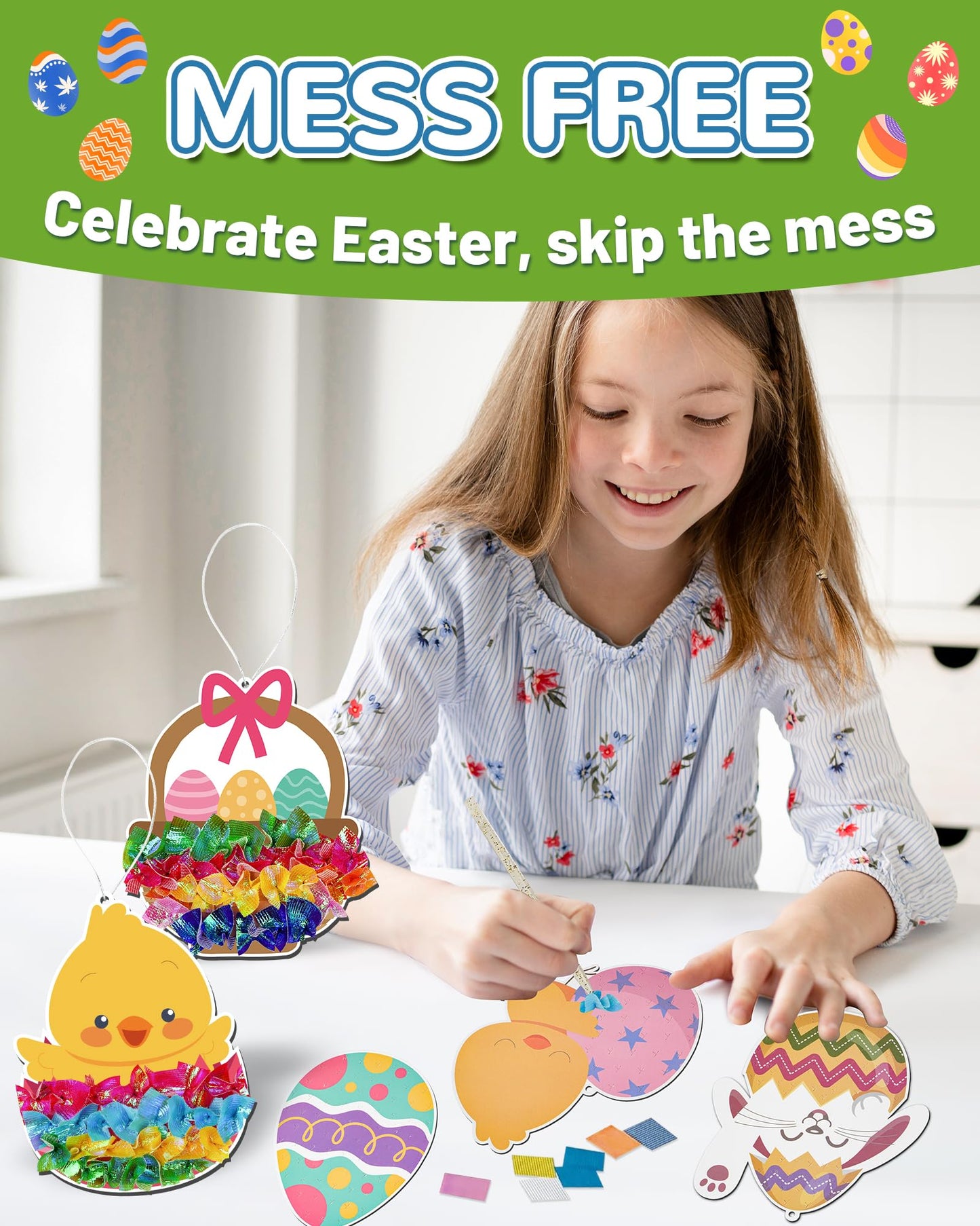 ATFUNSHOP 10 Packs Poke in Crafts Art Easter Basket Stuffers, Mess Free Kids Paper Activites, Easter Gifts for Boys and Girls 4 5 6 7 8 9 Years Old, DIY Eggs & Bunny Toys