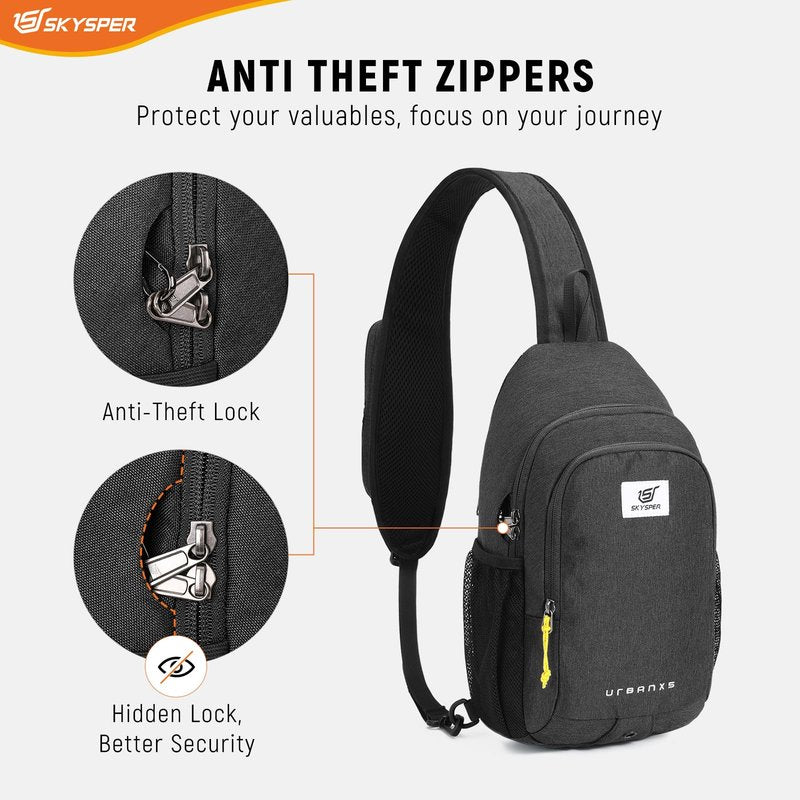 SKYSPER Sling Bag Anti Theft Crossbody Bag RFID Lightweight Travel Shoulder Chest Bag for Hiking Walking